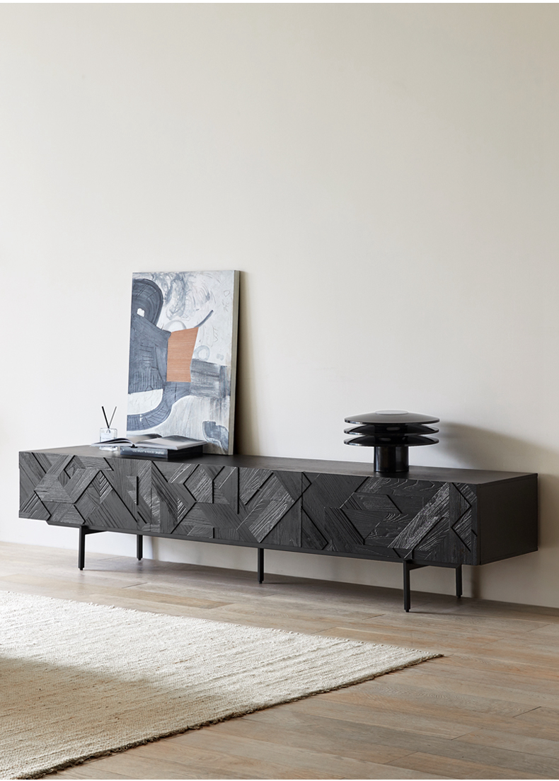 Bunise Black Real Wood TV Cabinet BG1209 产品图片