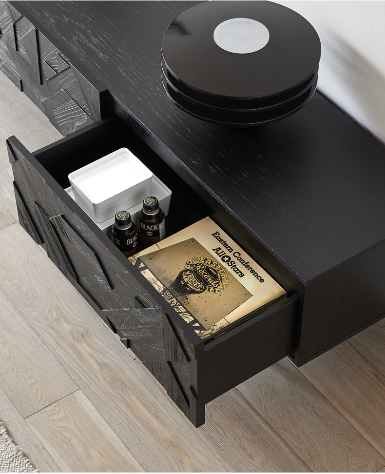 Bunise Black Real Wood TV Cabinet BG1209 产品图片