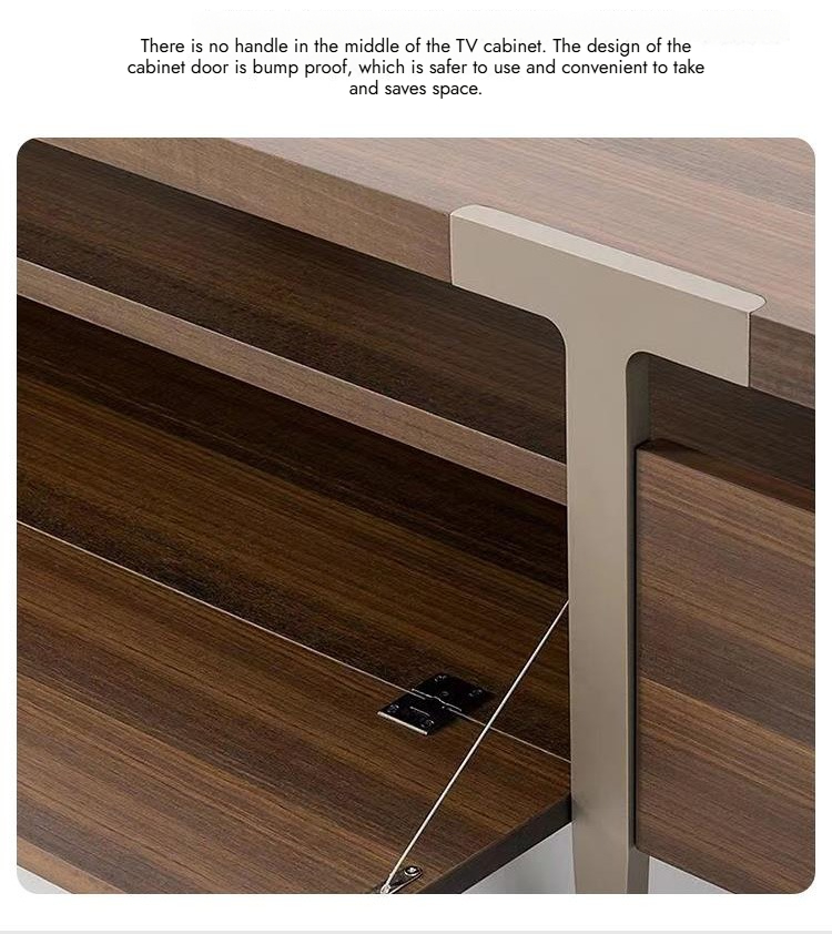 BUNISE ITALY Metal TV Stand Smoked Oak Solid Wood BG1204 产品图片