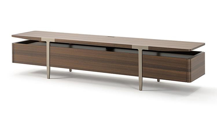 BUNISE ITALY Metal TV Stand Smoked Oak Solid Wood BG1204 产品图片