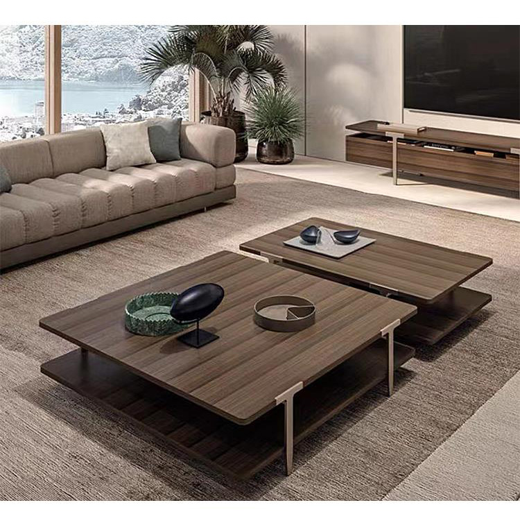 BUNISE ITALY Metal TV Stand Smoked Oak Solid Wood BG1204 产品图片