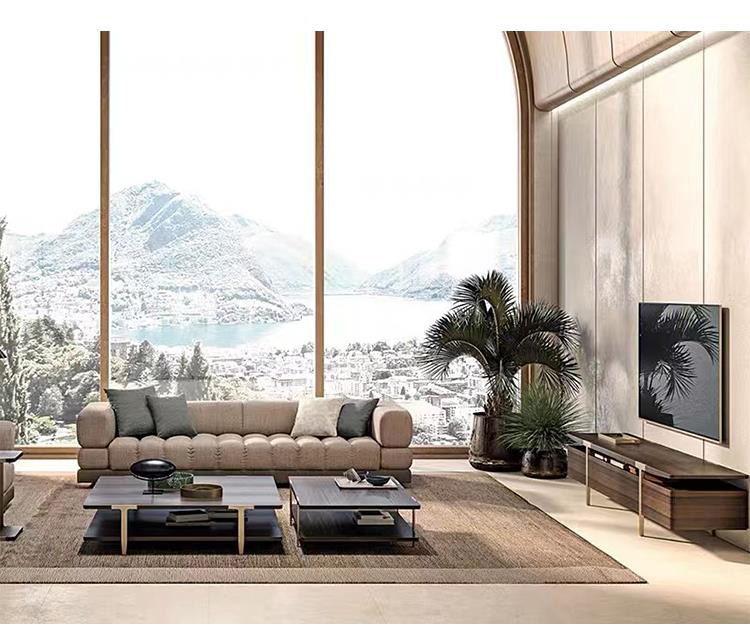 BUNISE ITALY Metal TV Stand Smoked Oak Solid Wood BG1204 产品图片