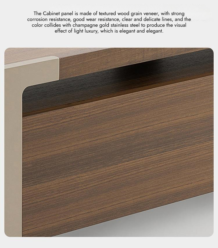 BUNISE ITALY Metal TV Stand Smoked Oak Solid Wood BG1204 产品图片