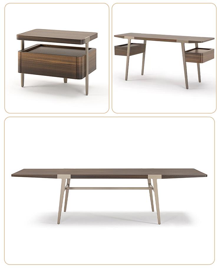 BUNISE ITALY Metal TV Stand Smoked Oak Solid Wood BG1204 产品图片