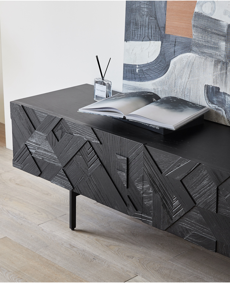 Bunise Black Real Wood TV Cabinet BG1209 产品图片