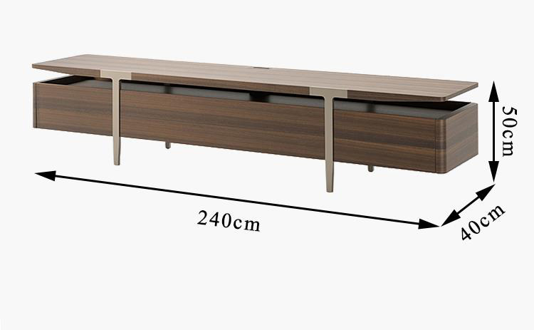 BUNISE ITALY Metal TV Stand Smoked Oak Solid Wood BG1204 产品图片