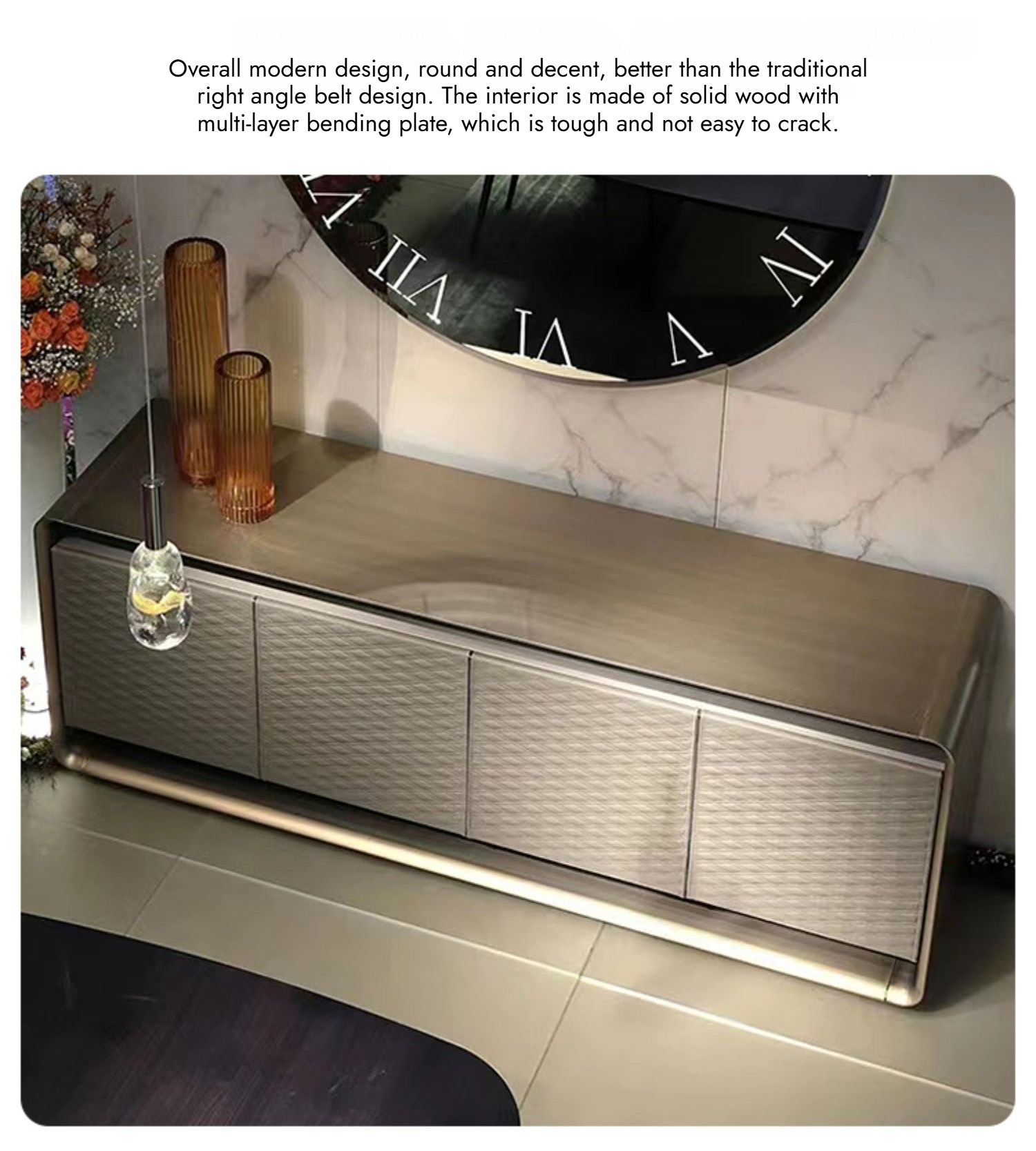 BUNISE Italian TV Cabinet Stainless Steel Floor Cabinet BG1208 产品图片